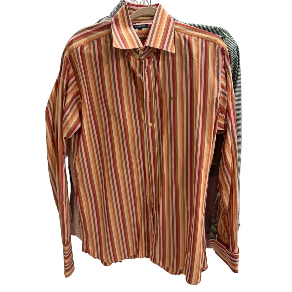 💎 Burberry London Striped Dress Shirt – Made in the UK 💎